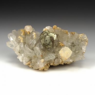 Pyrite with Quartz, Dolomite, Calcite