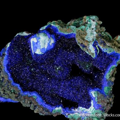 Azurite with Malachite and Chalcoalumite (circa 1900)