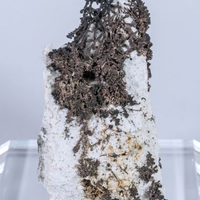 Silver with Acanthite and Calcite