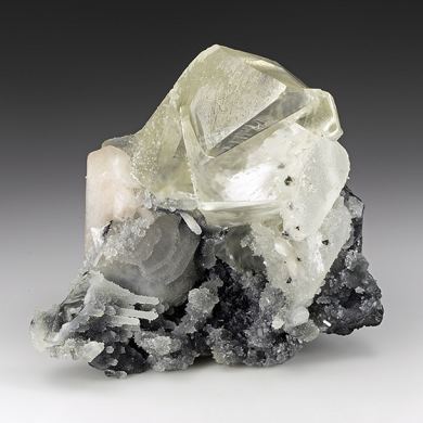 Calcite with Stilbite, Quartz