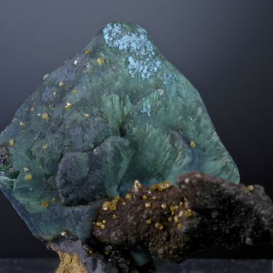 Chrysocolla ps after Malachite after Azurite with Wulfenite