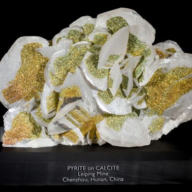 Iridescent Pyrite on Calcite from China