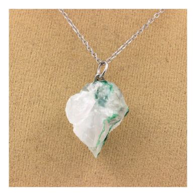 Raw Quartz + Malachite Necklace. 21.57 ct.
