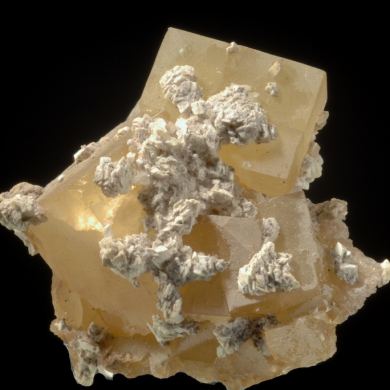 Benstonite on Fluorite