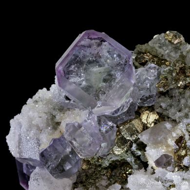 Fluorite with Calcite and Pyrite