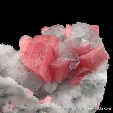 Rhodochrosite and Fluorite on Quartz