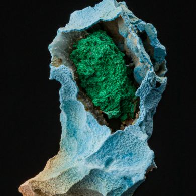 Malachite in Plancheite cast