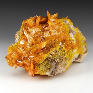 Wulfenite with Barite, Mimetite