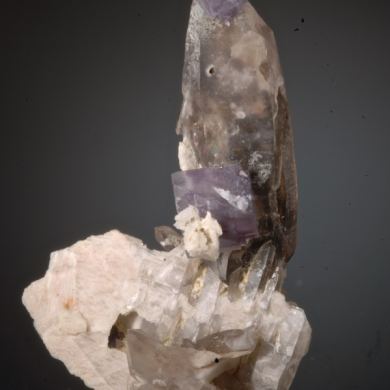 Fluorite on Smoky Quartz with Microcline