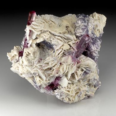Elbaite with Albite, Lepidolite