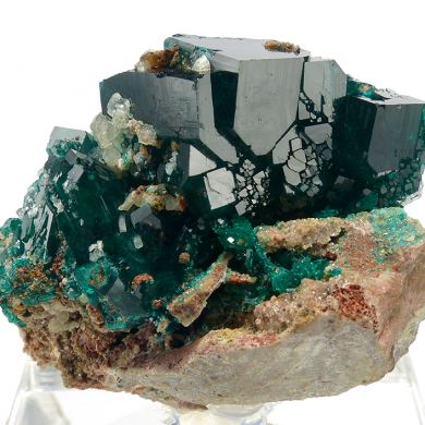 Dioptase, calcite