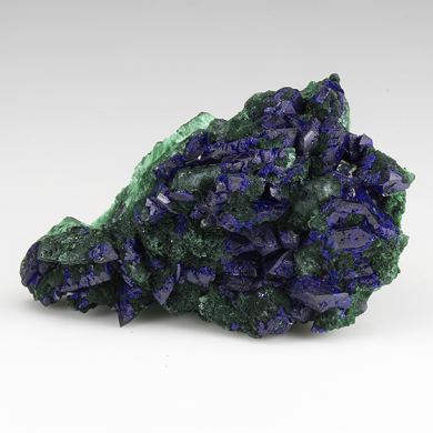 Azurite on Malachite after Azurite