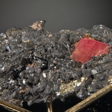 Rhodochrosite with Acanthite, Native Silver, Sphalerite , Chalcopyrite etc.