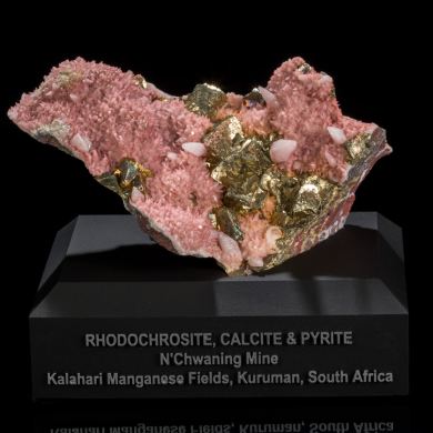 Rhodochrosite, Pyrite & Calcite from N'Chwaning Mine