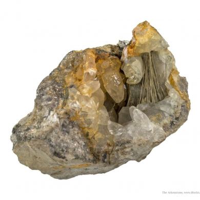 Millerite in Calcite Geode