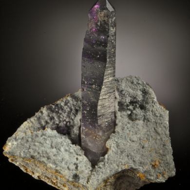 Quartz var. Amethyst on Prehnite
