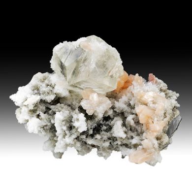 Calcite with Stilbite, Quartz