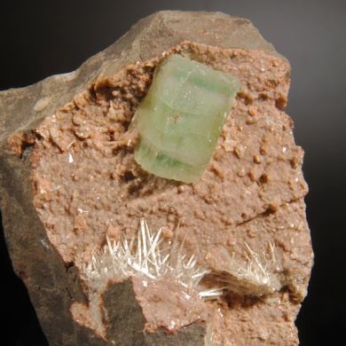 Apophyllite with Natrolite on Albite