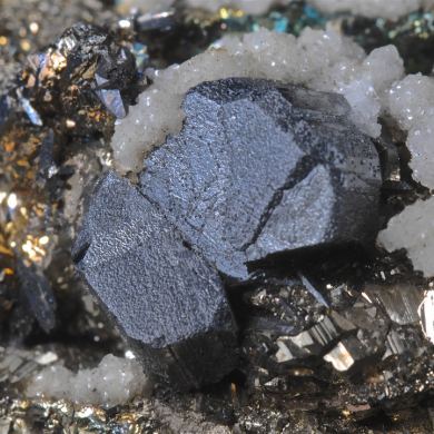 Bournonite on Pyrite with Quartz
