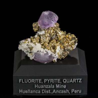 Fluorite on Pyrite from Peru
