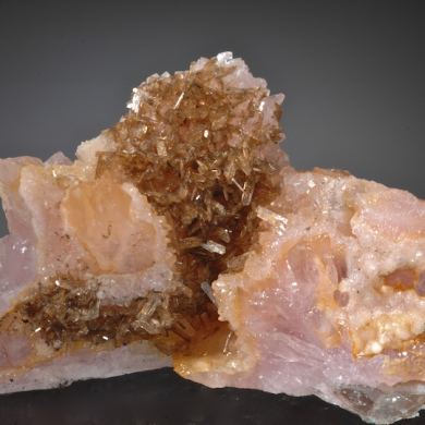 Eosphorite on Rose Quartz - ex Richard Gaines