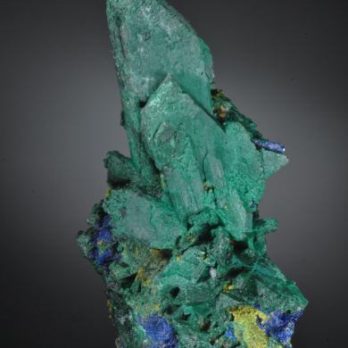 Malachite replacing Azurite, exceptional Tsumeb classic