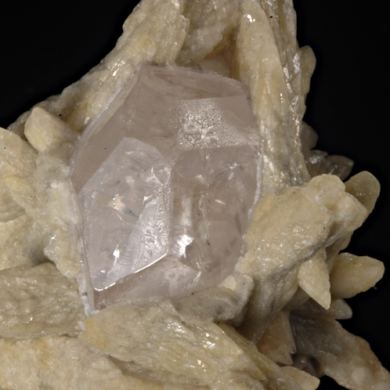 Danburite (gemmy pink) on Calcite