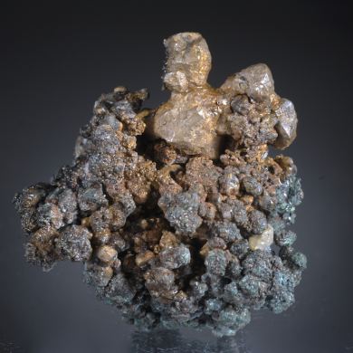 Copper with Malachite and Analcime