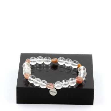 Red Rutilated Quartz from Brazil + Quartz Bracelet 8 mm Beads.