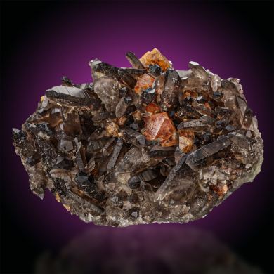 Scheelite  on Smoky Quartz