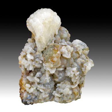 Stilbite with Prehnite, Quartz, Andradite