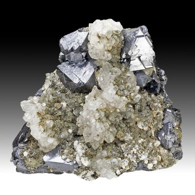 Sphalerite with Quartz, Calcite, Chalcopyrite, Galena