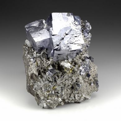 Galena with Dolomite, Calcite, Chalcopyrite
