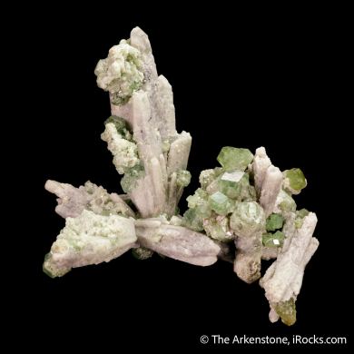 Quartz with Andradite var. Demantoid (Garnet)