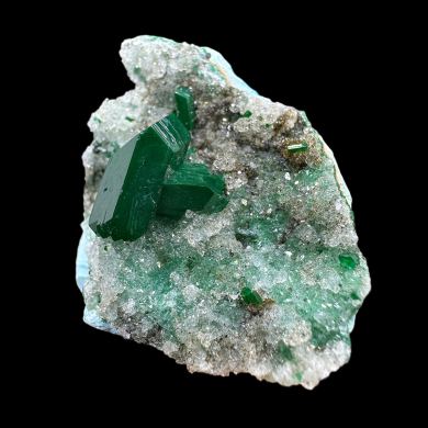 Dioptase, quartz, chrysocolla 