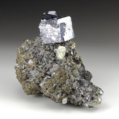 Galena with Calcite, Dolomite, Pyrite