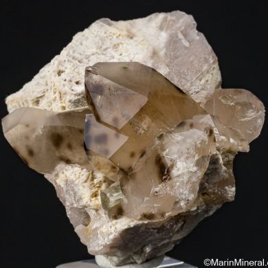 Uranomicrolite halos in Quartz with Tourmaline