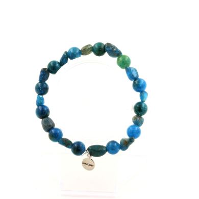 Blue Apatite from Brazil + Apatite Bracelet 8 mm Beads.