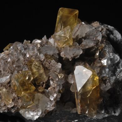 Golden Barite with Calcite