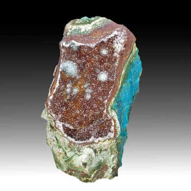 Quartz on Chrysocolla, Malachite