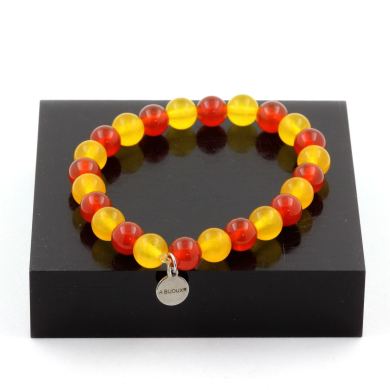 Yellow Agate + Red Agate Bracelet 8 mm Beads.