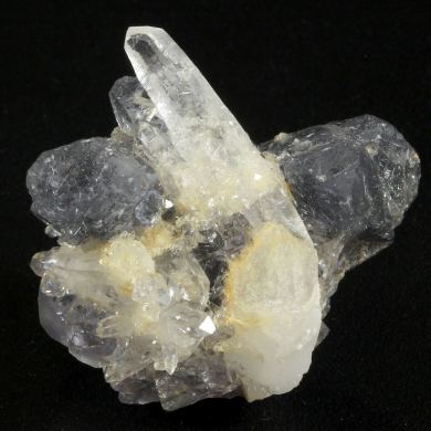 Quartz with Fluorite included with Bismuthinite