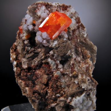 Wulfenite with Fluorite and Calcite