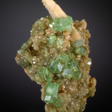Grossular Var Tsavorite with Quartz and  Diopside