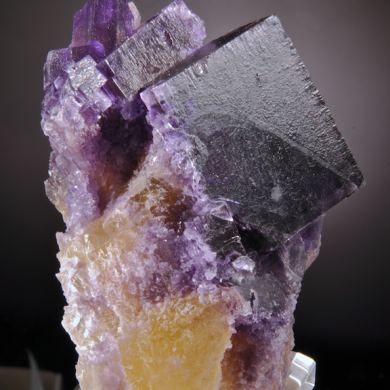Fluorite - unusual locale-etched sharp cube